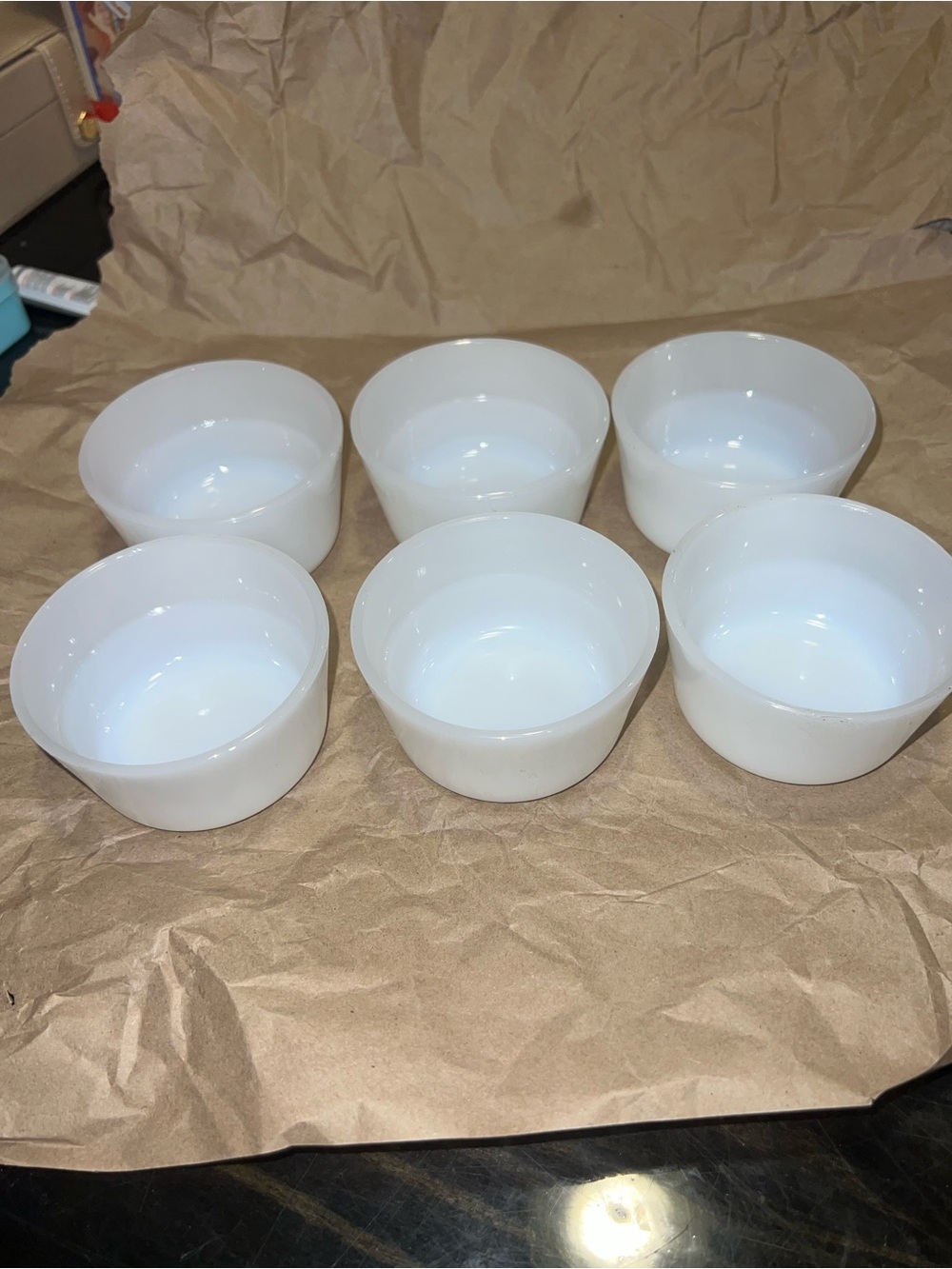 Vintage Glasbake White Milk Glass Custard Dessert Bowls Set of 6
